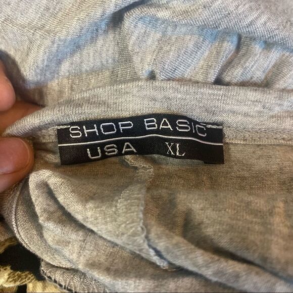 Shop Basic Leopard Shoulder Print Gray Crew Neck Shirt - Picture 7 of 7